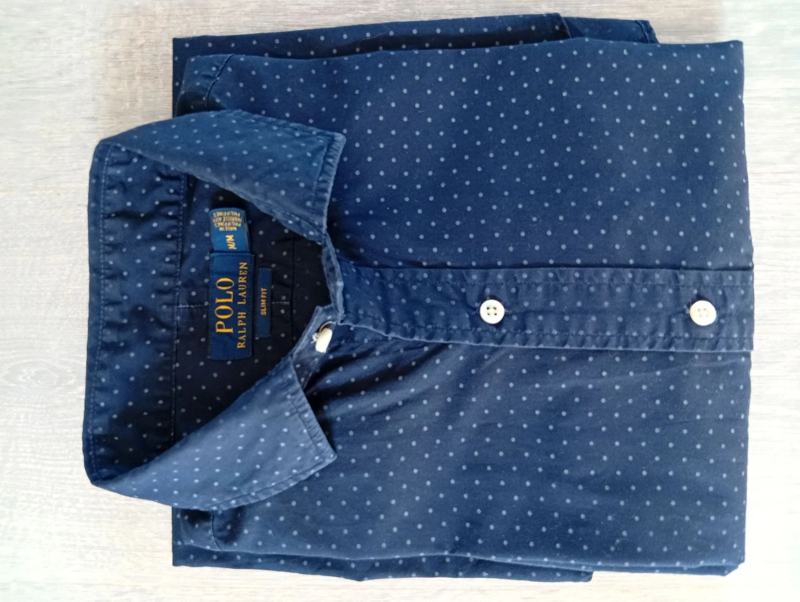 Camisa Polo Ralph Lauren azul-marinha com bolinhas – Tamanho M (Slim Fit) – photo 3
